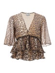 GANNI | 가니 Ganni pleated blouse with leopard motif F8694 가니 Ganni pleated blouse with leopard motif F8694