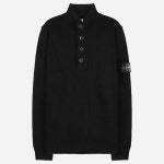 Stone Island | [스톤아일랜드]8115540A3 A0029 와펜 패치 버튼 니트 블랙 [스톤아일랜드]8115540A3 A0029 와펜 패치 버튼 니트 블랙