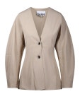 GANNI | 가니 SS24 DRAPEY MELANGE FITTED SHAPED SLEEVE BLAZER F8794 가니 SS24 DRAPEY MELANGE FITTED SHAPED SLEEVE BLAZER F8794