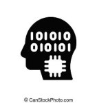 Binary mind. Human head of binary code. | CanStock