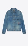 Saint Laurent Oversized Jacket Loulou Embroidered In Faded Blue Denim | YSL.com Oversized jacket Loulou embroidered in faded blue... 
