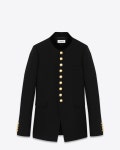 Saint Laurent 블랙 울 크레이프 소재의 롱 오피서 재킷 | 입생로랑 | 생 로랑 | SAINT LAURENT | YSL.com SAINT LAURENT 블랙 울... 