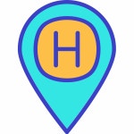 Hospital, map, pin, clinic location icon - Download on Iconfinder