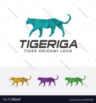 Tiger origami logo Royalty Free Vector Image - VectorStock Tiger origami logo vector image on VectorStock
