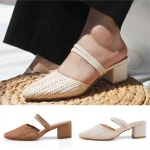 발편한 여자 여성 라탄 쿠션 스트랩 샌들 뮬 블로퍼 슬리퍼 구두 미들힐 하이힐 여자구두 BRD-206