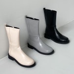 여성 고급 패션 발편한 가죽 라운드 둥근코 앵클 부츠