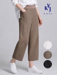 여름 배색 밴딩 마 바지 여성 와이드 팬츠 DQMLSL78 여름 배색 밴딩 마 바지 여성 와이드 팬츠  DQMLSL78