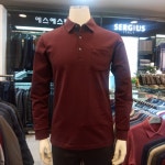 하프클럽 세르지오 에스에스패션 남성 캐주얼 간절기 입기좋은 제비기라나염 컬러배색 멋스러운 와인 긴팔 티셔츠 G4706