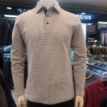 하프클럽 세르지오 에스에스패션 남성 캐주얼 겨울 약기모 쟈가드 사각조직 화이트 스판 긴팔 티셔츠 G4767