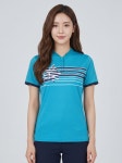 여성 별프린트 변형넥 반팔 티셔츠 AWTPL4371-904_G
