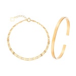 [골드퀸즈] 18K 플로르 두줄 팔찌 + 하프 뱅글 팔찌