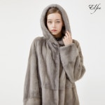 24FW 진도 엘페 휘메일 풀스킨 후드 롱코트 - 실버블루, 카키브라운(EC08)