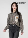 하프클럽 [나인온스] 롱셔츠 면 남방 포켓포인트 에스닉체크남방