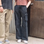 [행텐 본사]여성 와이드 워싱 카고 데님팬츠_165(10470-155-409-10)