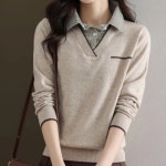 [스윗트리]셔츠 레이어드 배색 일체형 니트(j0854)