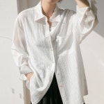 하프클럽 [스윗트리]빅사이즈 여성 루즈핏 기본 롱 셔츠 남방(j0944)