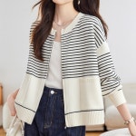 [스윗트리]베이직 스트라이프 짚업 가디건(j1069)