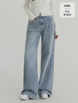 (또입진22탄) 와이드 뒷포켓 워싱 데님 팬츠 (J2504)