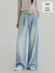 핀턱 포켓 워싱 와이드 청바지 (J2601)