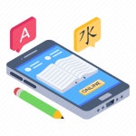 Mobile book, educational app, mobile language learning, language translator app, ebook illustration - Download on Iconfinder