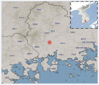 경남 진주시 서북서쪽 16km 지역 