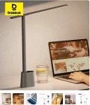 Baseus LED 책상 램프, 밝기 조절 가능, 공부 사무실 조명, 접이식 테이블 램프, 독서 스마트 적응형 밝기, 침대 옆 램프 (26,296원/무료)... 