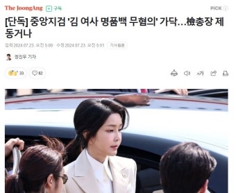 [단독] 중앙지검 '김 여사 명품백 무혐의' 가닥 - 뽐뿌:자유게시판 [단독] 중앙지검 '김 여사 명품백 무혐의' 가닥