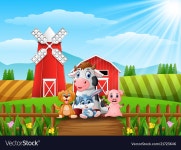 Happy little animals at farm Royalty Free Vector Image Happy little animals at farm vector image on VectorStock