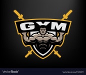 Bodybuilding gym logo emblem Royalty Free Vector Image Bodybuilding gym logo emblem vector image on VectorStock