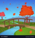 Autumn landscape with bridge Royalty Free Vector Image Autumn landscape with bridge vector image on VectorStock