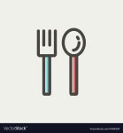 Spoon and fork thin line icon Royalty Free Vector Image Spoon and fork thin line icon vector image on VectorStock