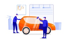 Premium Car dry cleaning Illustration download in PNG & Vector format