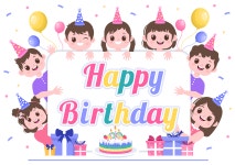 Best Premium Children birthday celebration Illustration download in PNG & Vector format