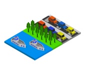 Premium River side road Illustration download in PNG & Vector format
