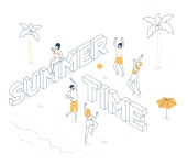 Best Premium Happy Summer Time in Beach Illustration download in PNG & Vector format