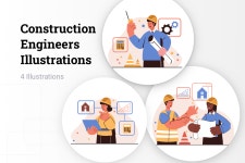 Premium Construction Engineers Illustration pack from Buildings Illustrations