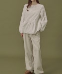 리오피너클 프릴 세일러빅카라 리본 스트랩 스트라이프 블라우스