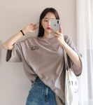 [A0719] 감성 심플 레터링 데일리 루즈핏 오버사이즈 반팔 박스 T