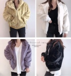 만자린다 루즈핏 밍크 퍼 자켓 후드 집업 점퍼 7color ( 퍼플 블랙 아이보리 옐로우)