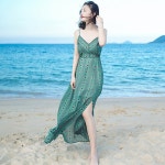 클로디 [당일배송] 말리부 여름 바캉스 그린 민소매 비치 쉬폰 원피스