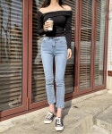 파르크블루 [주문폭주] 소피 언발란스 오프숄더 골지 티 (3col)