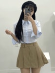 잇츠민 [핏예술/허리들뜸XX] *뒷밴딩* 스판 크롭 커프스 소매 슬림핏 긴팔 셔츠 (3color)