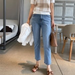 앤피오나 포커 스판 배기 데님