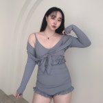 하비언니 5996 [2사이즈/SET]볼레로 가디건 셔링 모노키니 수영복 세트(2color)