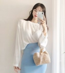 여리여리 은은한 비침 린넨 반시스루 루즈핏 긴팔 크롭 니트T [H0814]