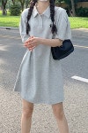 더블유걸즈 21AUG1432 원로고 반팔 카라 미니원피스