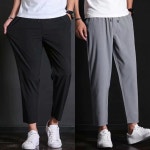메이비누스 [XL-4XL]빅사이즈 쿨링 냉감 여름 냉장고 팬츠 바지 남자 (블랙 그레이) 조거 밴딩