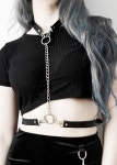 예쁜돌 심플 체인 포인트 가죽 바디스트랩 코스튬 초커 벨트 AC-0060