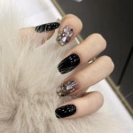 걸스코코 시크블랙 자개 네일팁 가짜손톱 셀프 네일아트 NAIL-N65