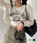 기프티박스 [당일출고/무료배송] 하일리 1928레터링 크롭 컷팅 맨투맨